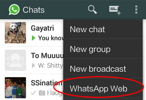 Configurações whatsapp web